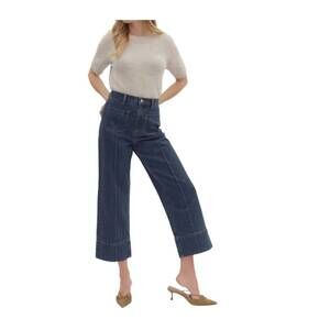 NEW ENTRO wide cuffed ankle pants in blue